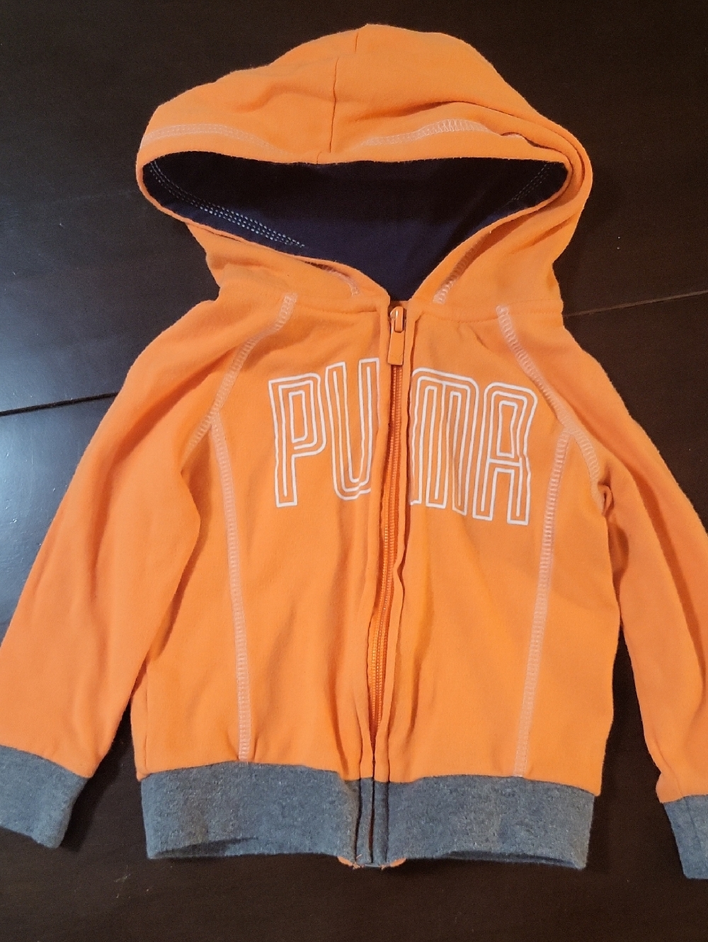 Puma Kids Orange Hooded Zip-Up Sweatshirt with Gray Trim